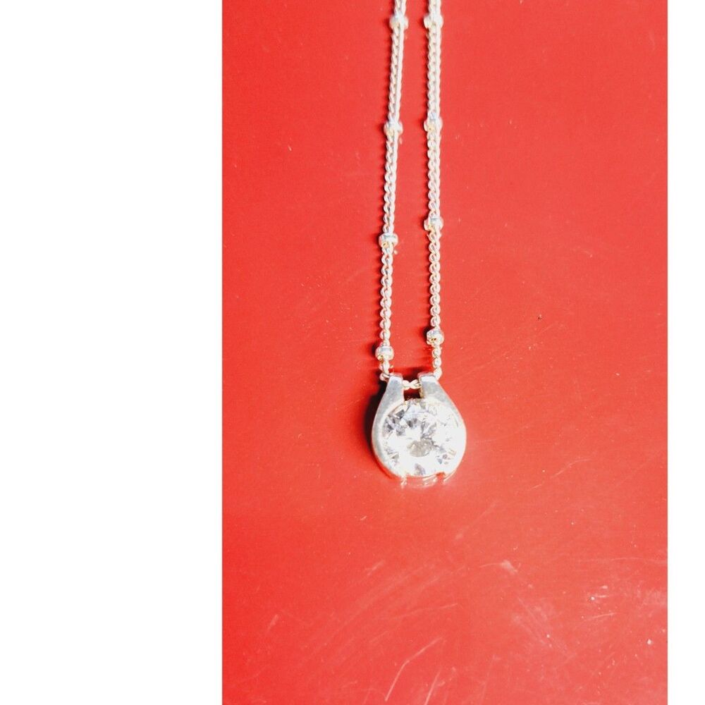 925 CZ woman's necklace silver chain 1.9 kt 18"